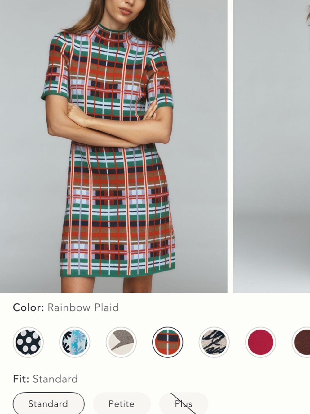 Anthropologie Rainbow Plaid Short Sleeve Knit Dress -NWT Size S